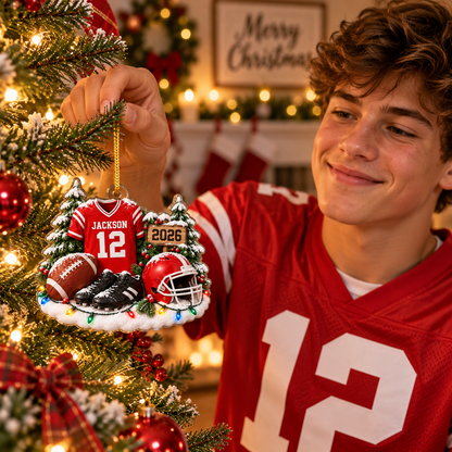 Custom Christmas Football Ornament With Name & Number Jersey