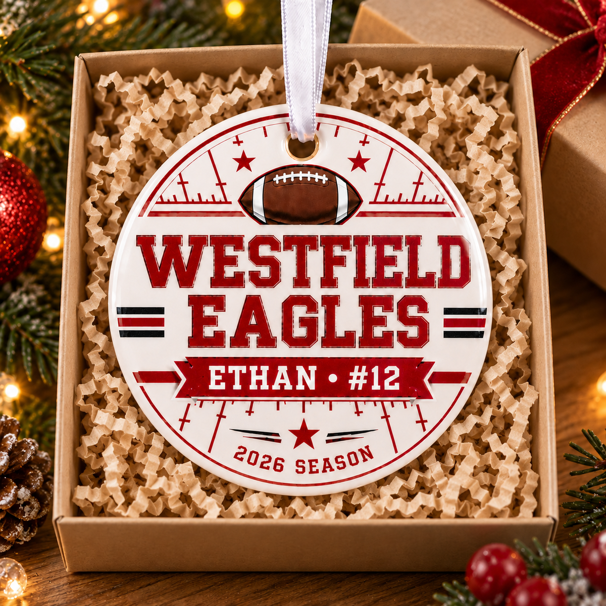 Custom Football Player Ornament With Name Number Christmas Keepsake
