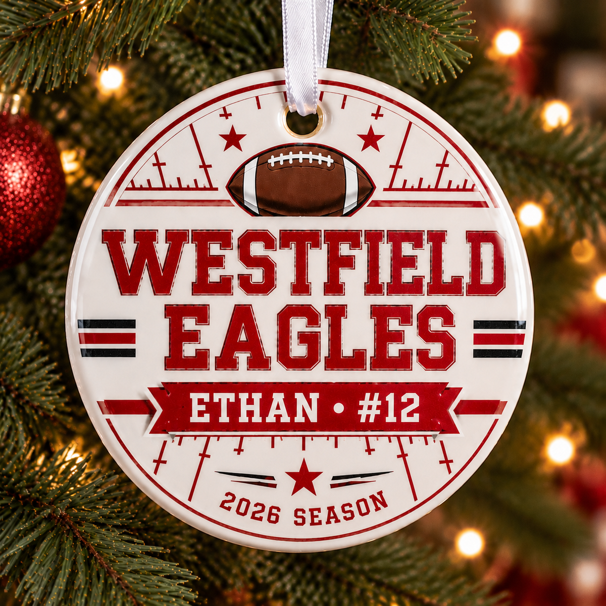 Custom Football Player Ornament With Name Number Christmas Keepsake