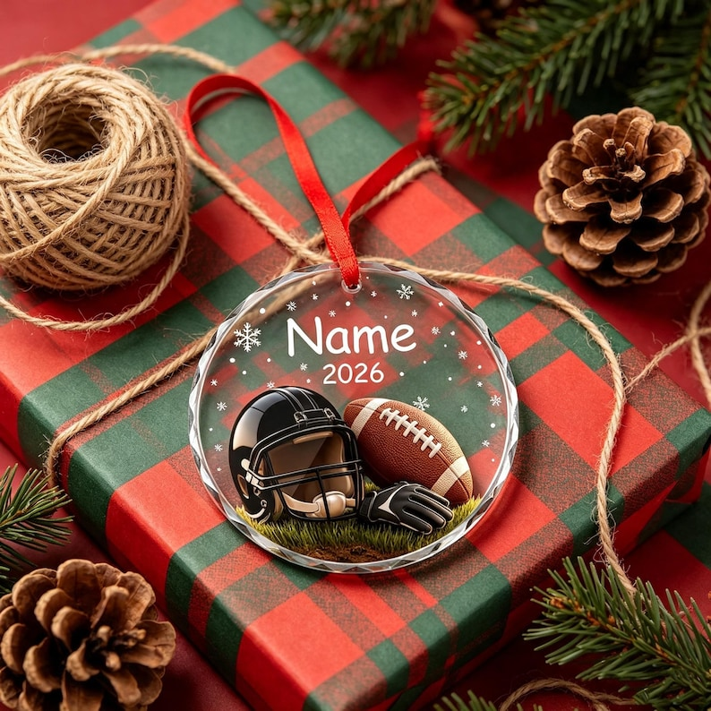 Custom Clasic Christmas Football Ornament