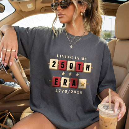 Living in my 250th ERA beaded, America Semiquincentennial Shirt