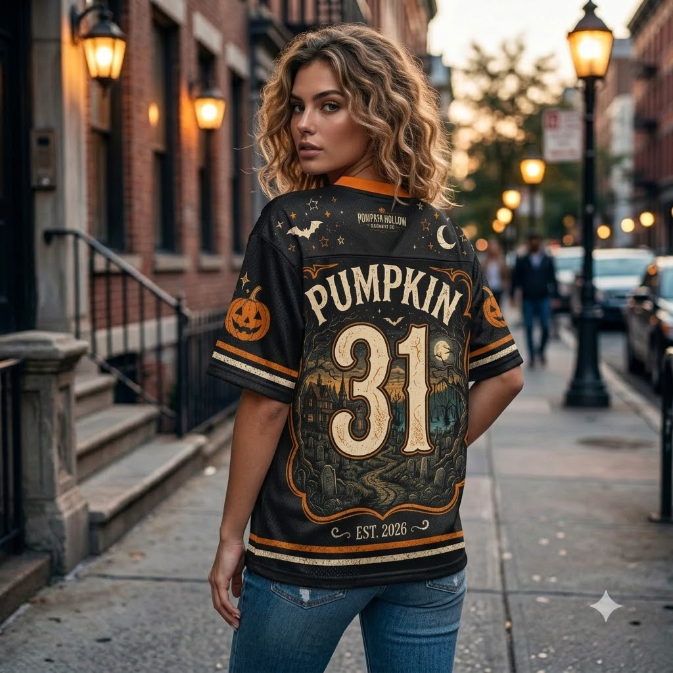 Custom Halloween Pumkin Mesh Jersey