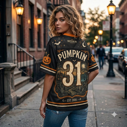 Custom Halloween Pumkin Mesh Jersey