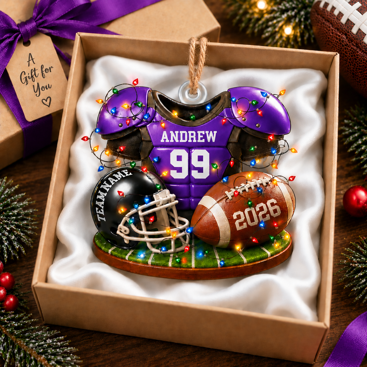 Custom Game Day Football Ornament