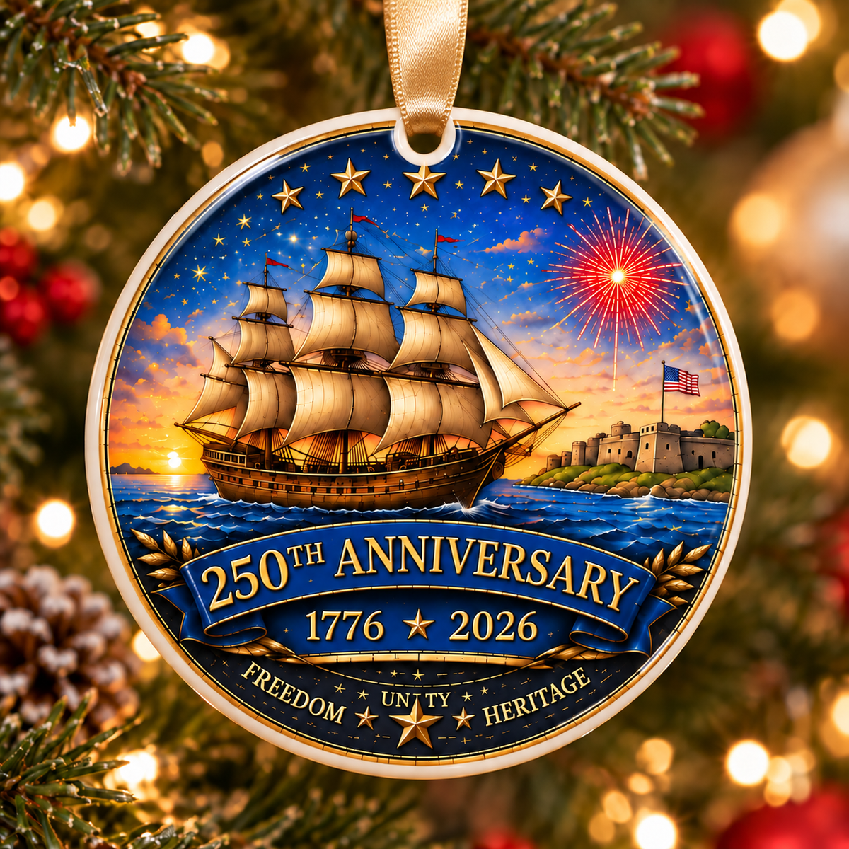 American Heritage 250th Anniversary Sailing Ship Ornament