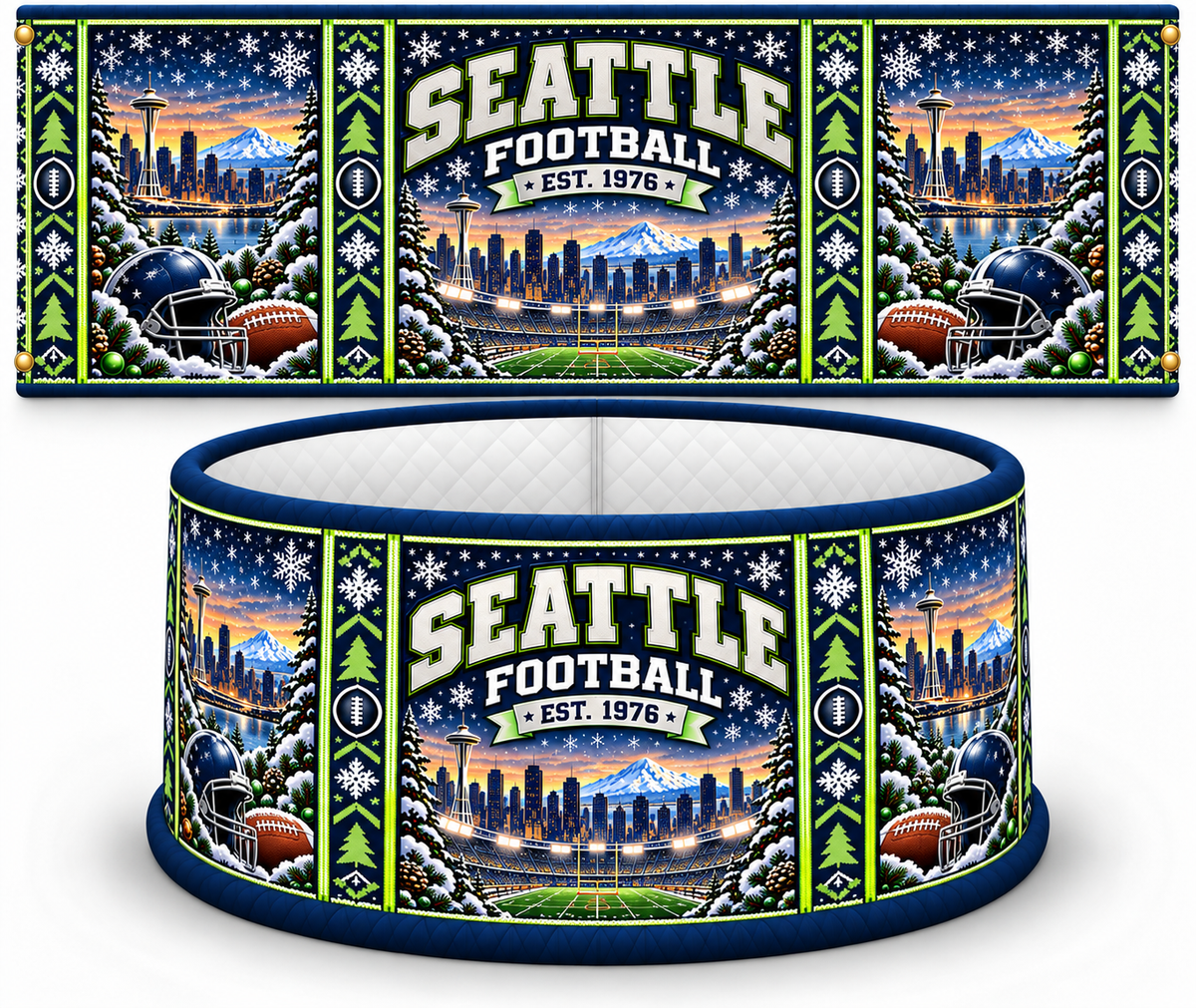 Football Christmas Tree Collar – Festive Holiday Tree Base Cover