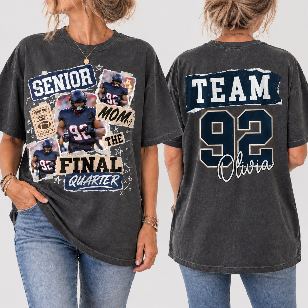 Custom American Football Mom Tee -  Stadium Outfit