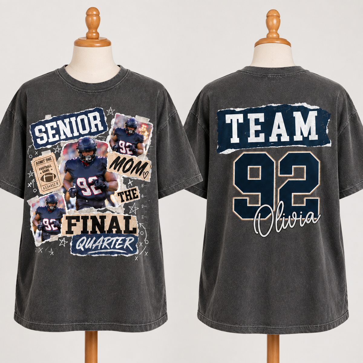 Custom American Football Mom Tee -  Stadium Outfit