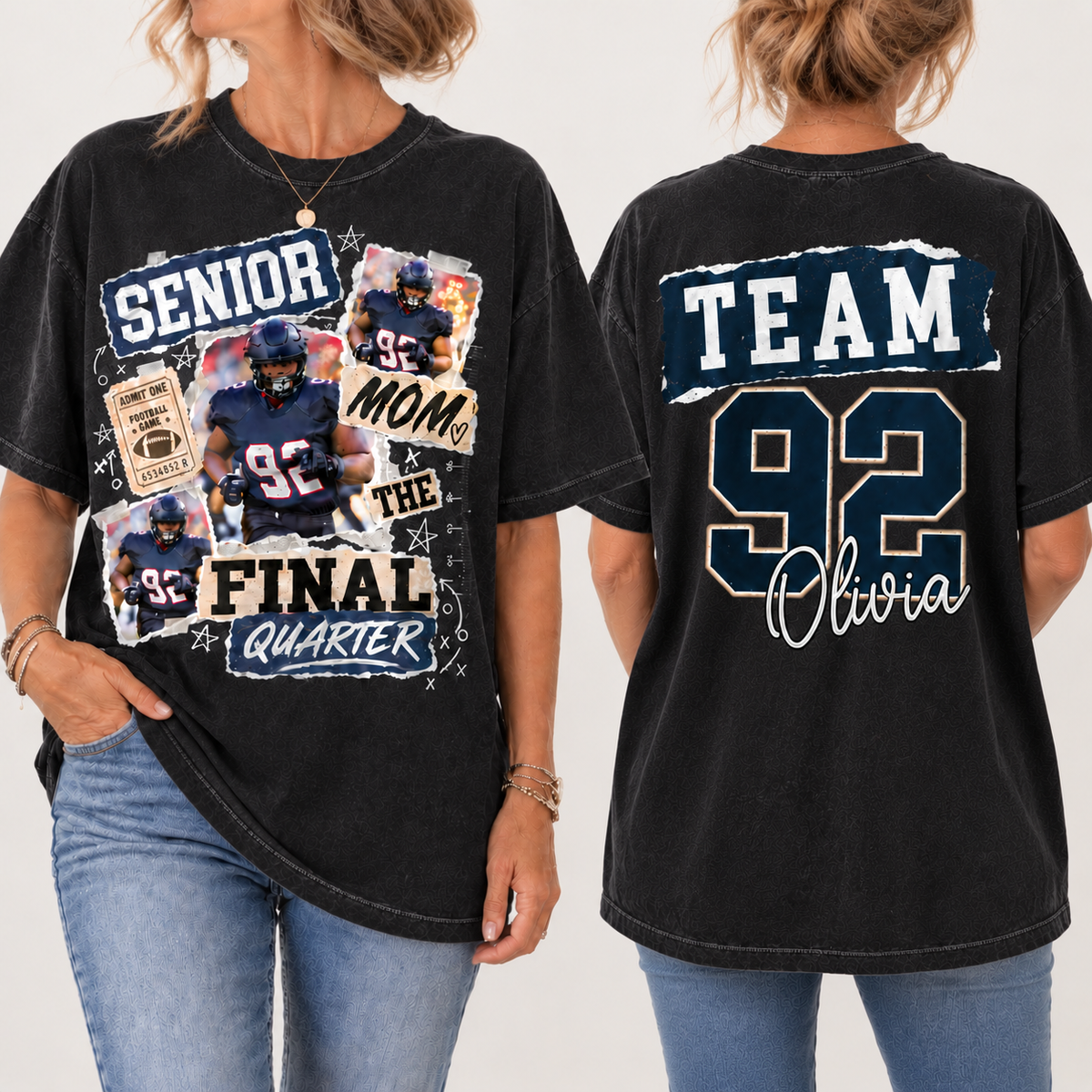 Custom American Football Mom Tee -  Stadium Outfit