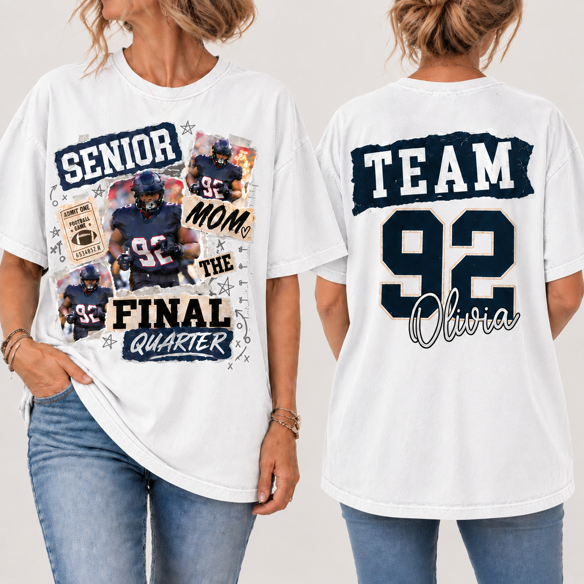 Custom American Football Mom Tee -  Stadium Outfit