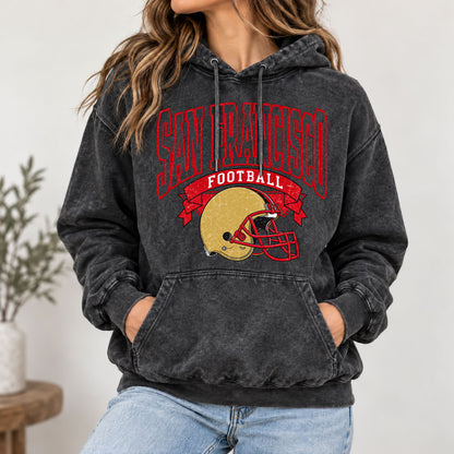 Football Vintage Washed Hoodie - Unisex Game Day Pullover