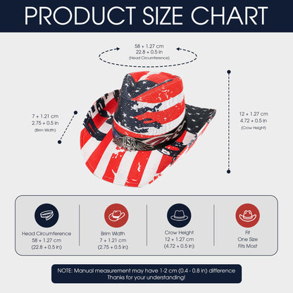 America 250 Patriotic Fedora Hat, American Flag Western Cowboy
