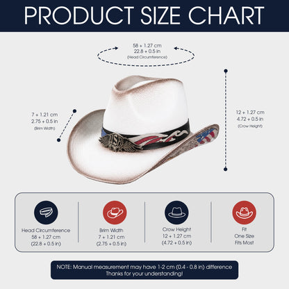 Vintage USA Patriotic Cowboy Fedora Hat, American Flag Wester