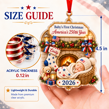 Custom Baby's 1st Christmas 250th America's Anniversary Ornament