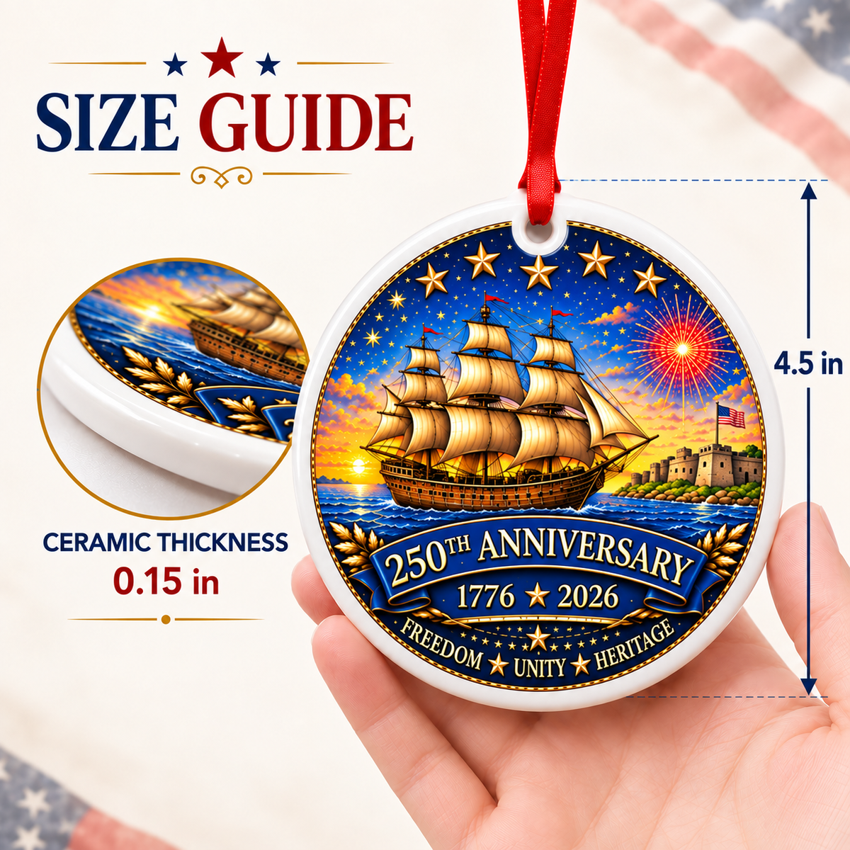 American Heritage 250th Anniversary Sailing Ship Ornament