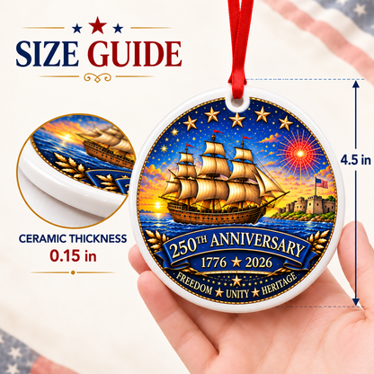 American Heritage 250th Anniversary Sailing Ship Ornament