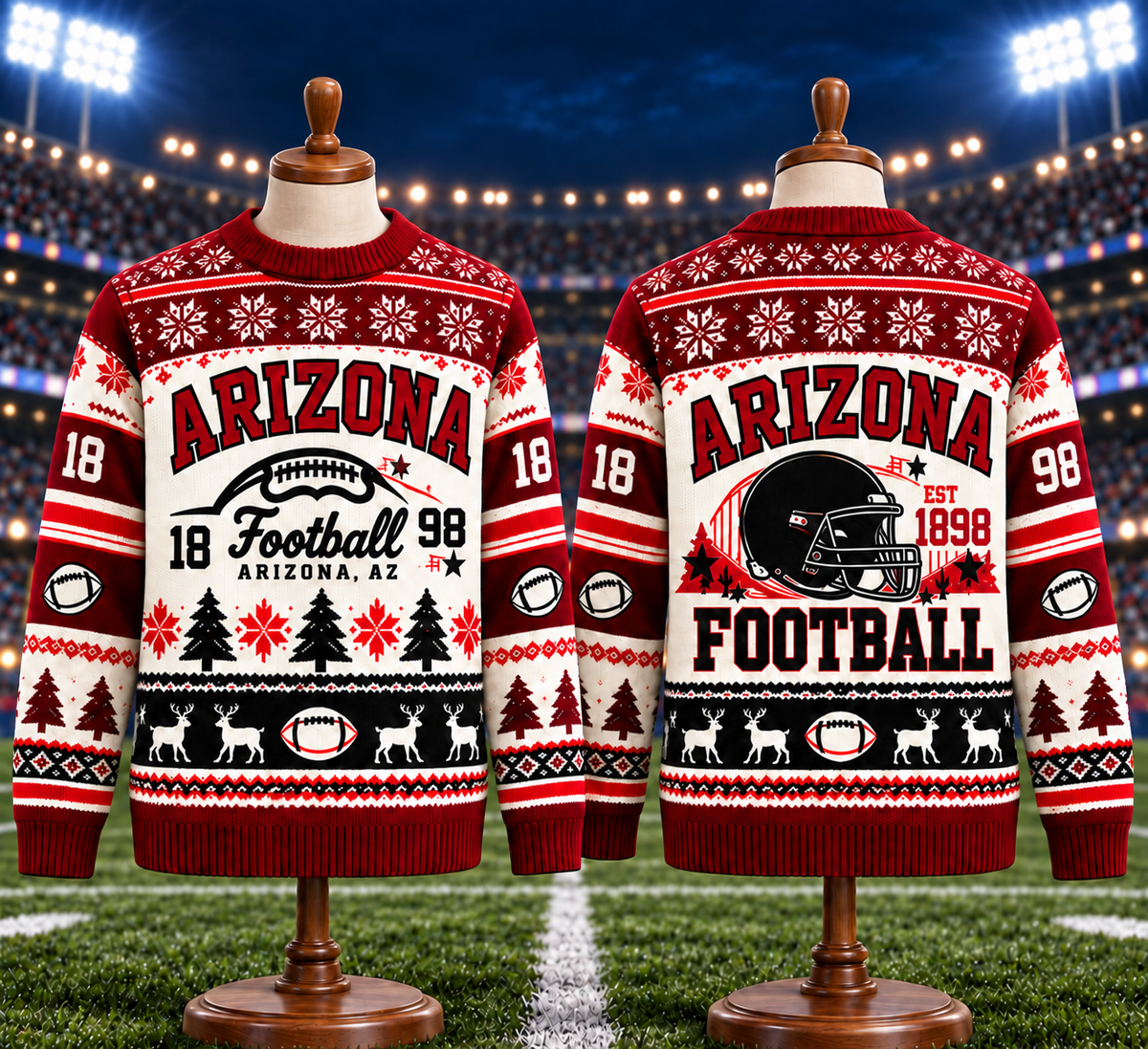Vintage Football Ugly Christmas Sweater - City Team Holiday Sweater