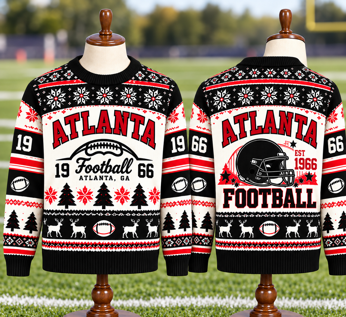 Vintage Football Ugly Christmas Sweater - City Team Holiday Sweater