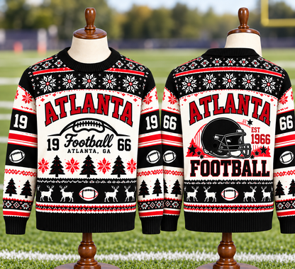Vintage Football Ugly Christmas Sweater - City Team Holiday Sweater