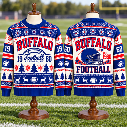 Vintage Football Ugly Christmas Sweater - City Team Holiday Sweater