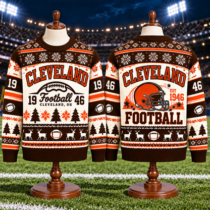 Vintage Football Ugly Christmas Sweater - City Team Holiday Sweater
