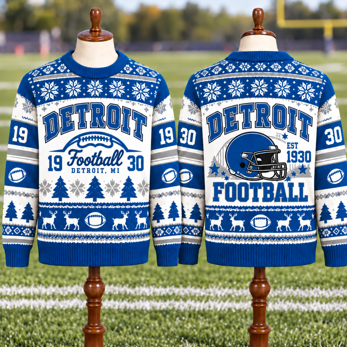 Vintage Football Ugly Christmas Sweater - City Team Holiday Sweater