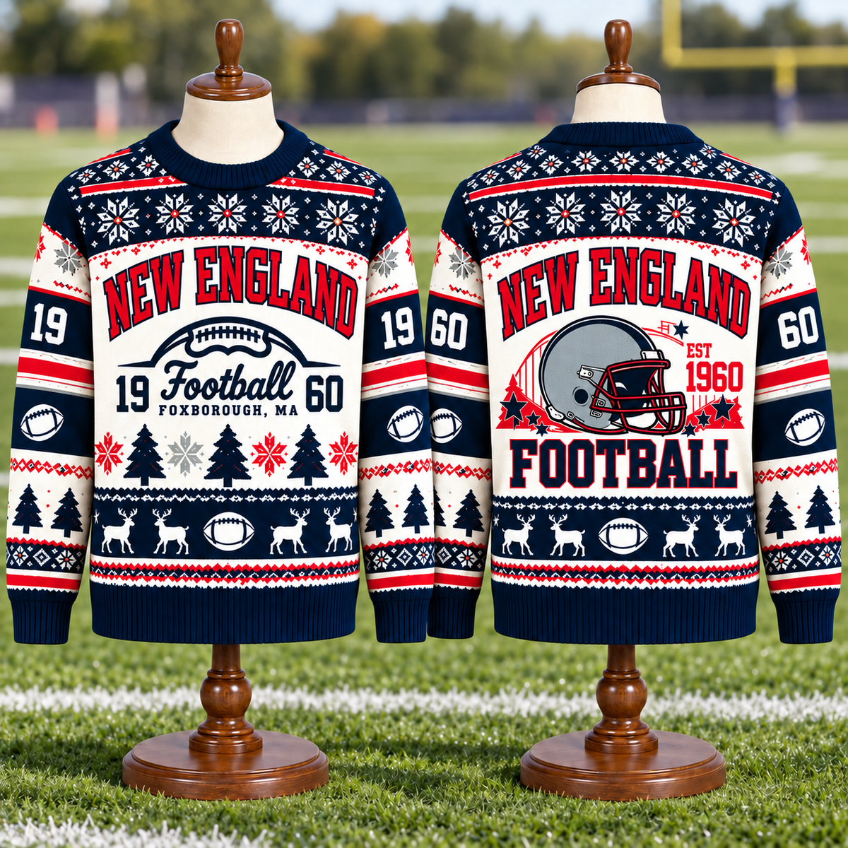 Vintage Football Ugly Christmas Sweater - City Team Holiday Sweater