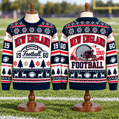 Vintage Football Ugly Christmas Sweater - City Team Holiday Sweater