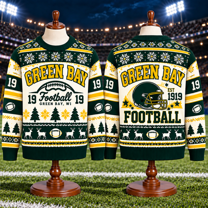 Vintage Football Ugly Christmas Sweater - City Team Holiday Sweater