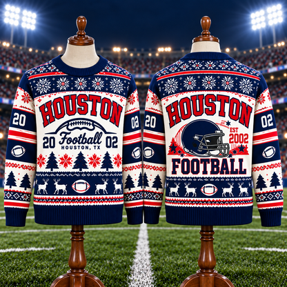 Vintage Football Ugly Christmas Sweater - City Team Holiday Sweater