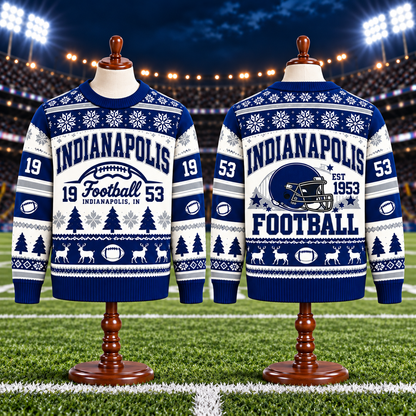 Vintage Football Ugly Christmas Sweater - City Team Holiday Sweater