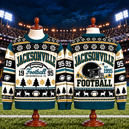 Vintage Football Ugly Christmas Sweater - City Team Holiday Sweater
