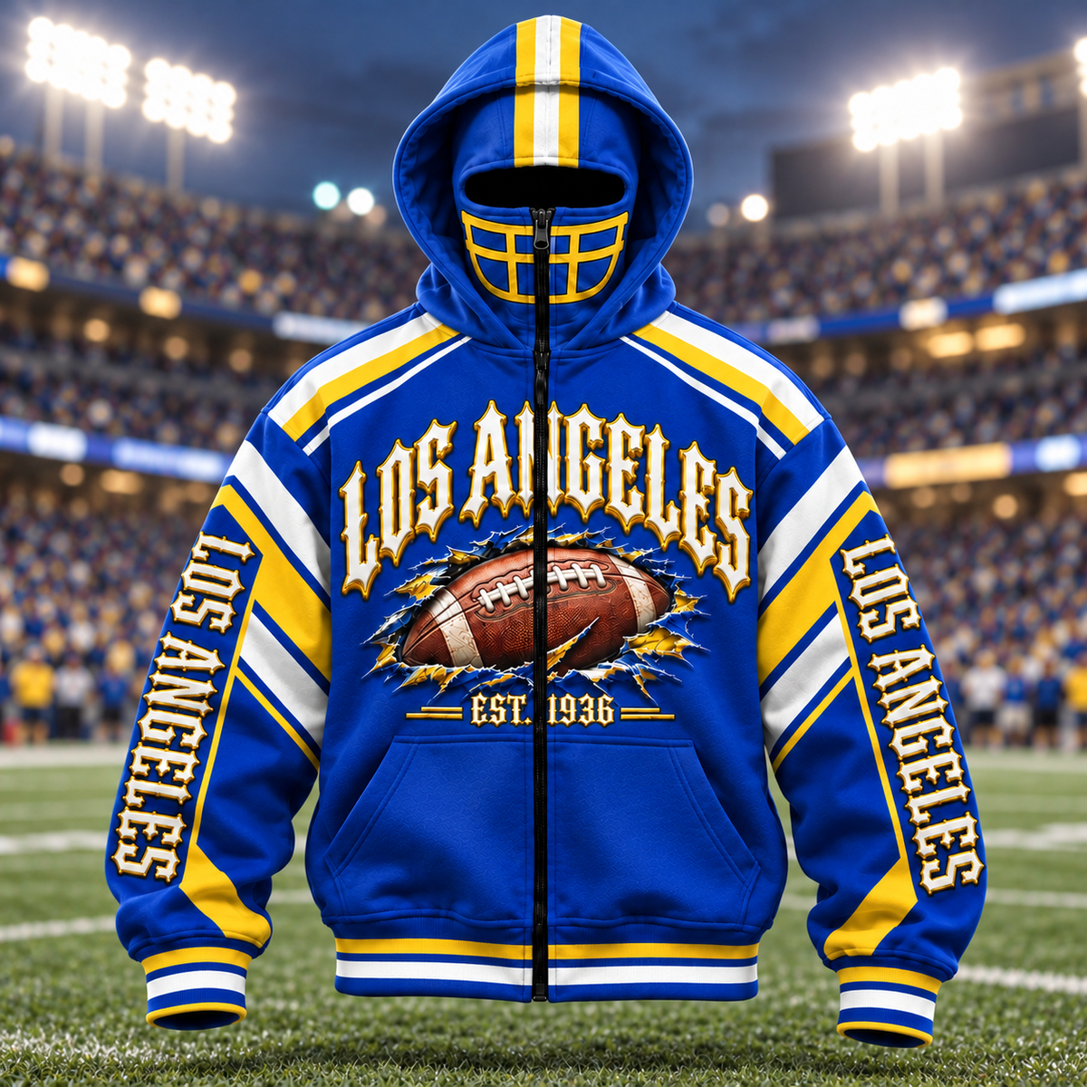 Mask Hoodie Football City Fan - Zip Hoodie All Team