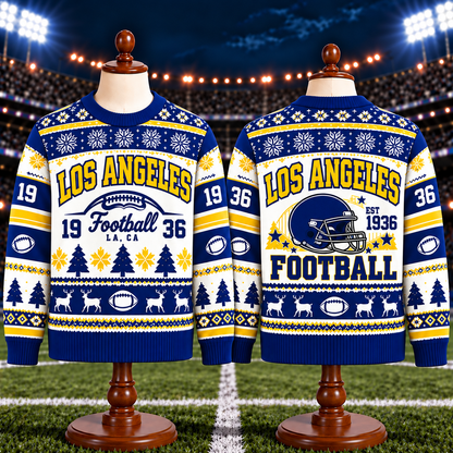 Vintage Football Ugly Christmas Sweater - City Team Holiday Sweater