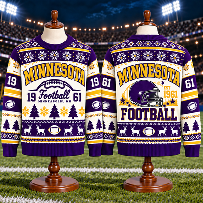 Vintage Football Ugly Christmas Sweater - City Team Holiday Sweater