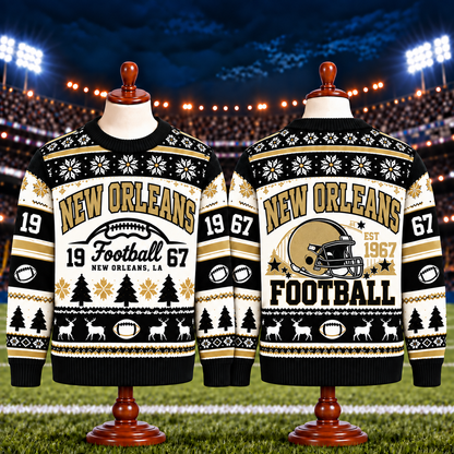 Vintage Football Ugly Christmas Sweater - City Team Holiday Sweater