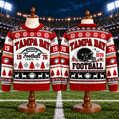 Vintage Football Ugly Christmas Sweater - City Team Holiday Sweater
