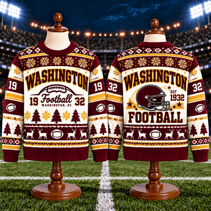 Vintage Football Ugly Christmas Sweater - City Team Holiday Sweater