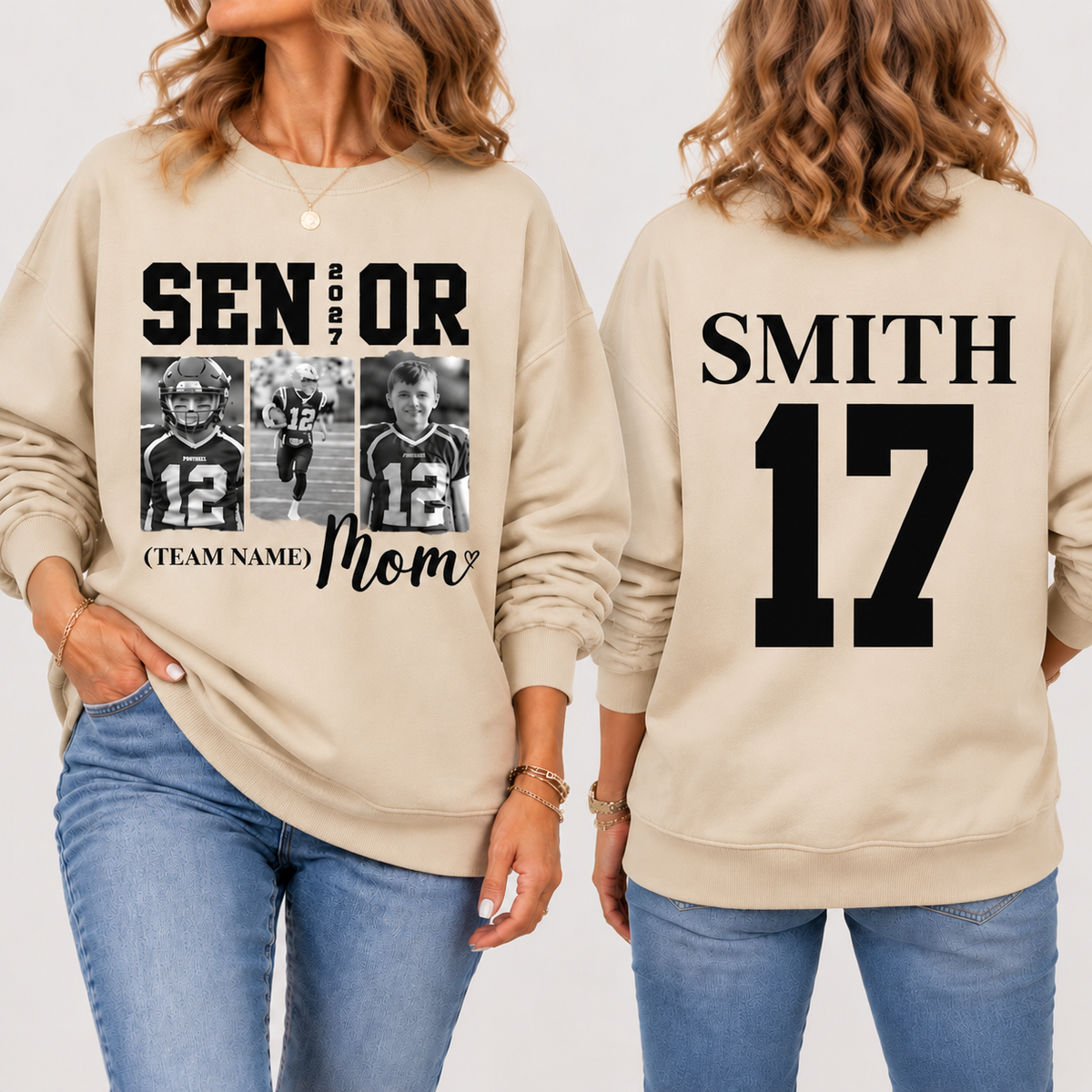 Custom Senior Football Mom Sweatshirt