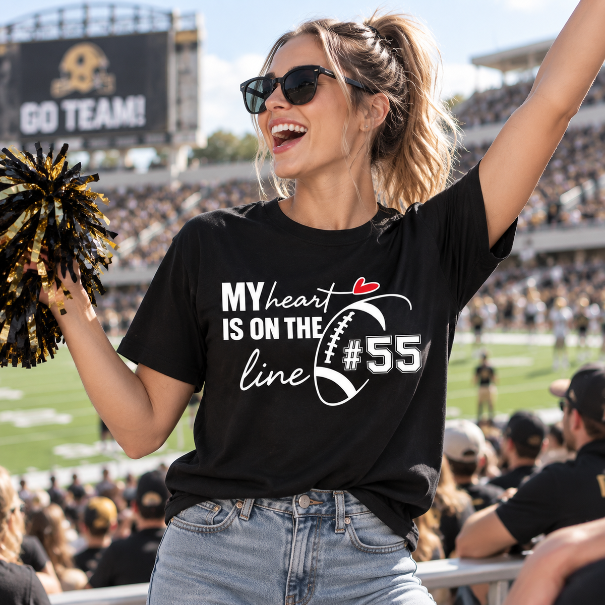 My Heart Is on the Line Custom Football Tee