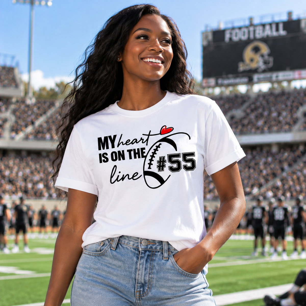 My Heart Is on the Line Custom Football Tee