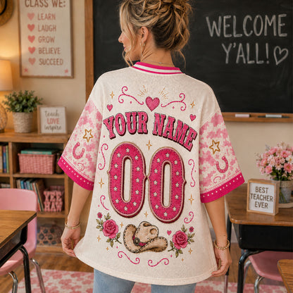 Custom Texas Teacher Cowgirl Mesh Jersey