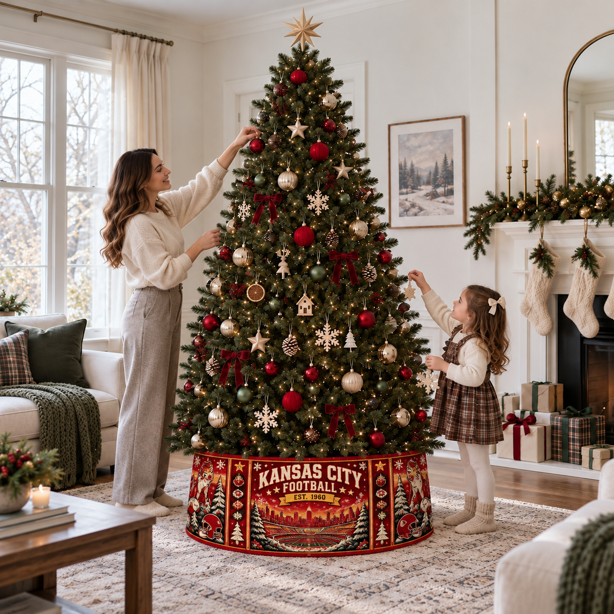 Football Christmas Tree Collar – Festive Holiday Tree Base Cover