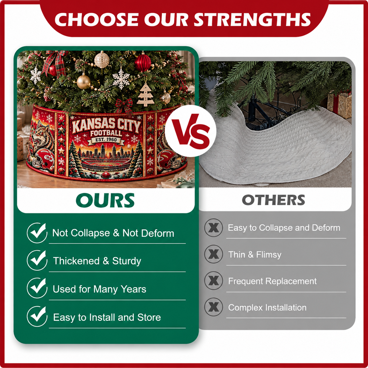 Football Christmas Tree Collar – Festive Holiday Tree Base Cover