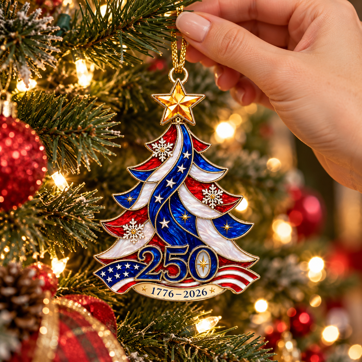 1776–2026 American Flag Christmas Tree Decoration