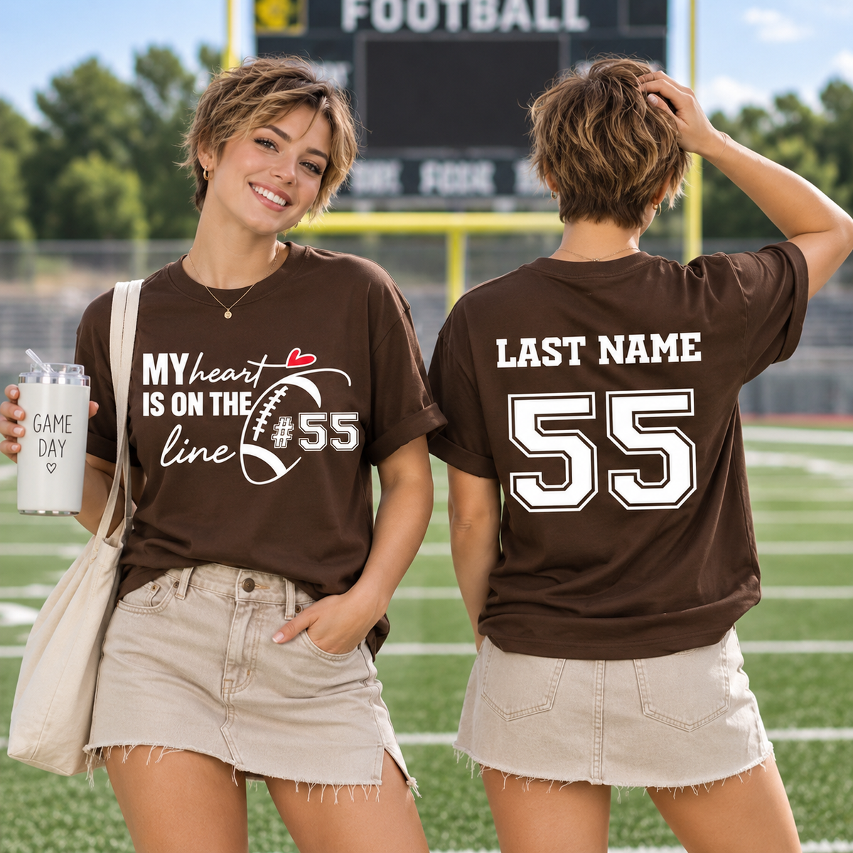 My Heart Is on the Line Custom Football Tee