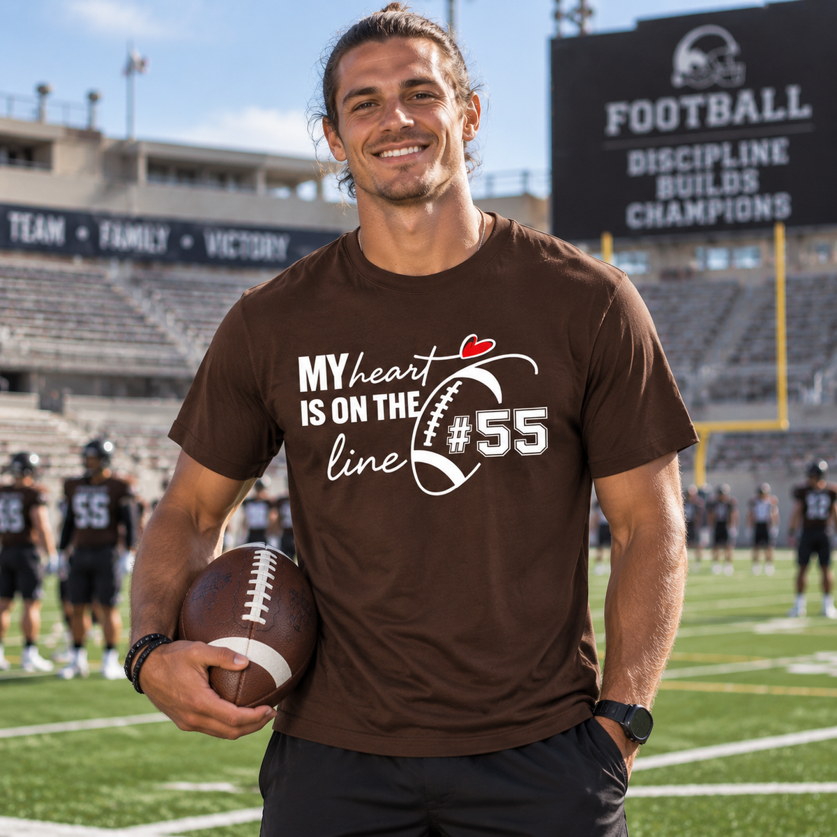 My Heart Is on the Line Custom Football Tee