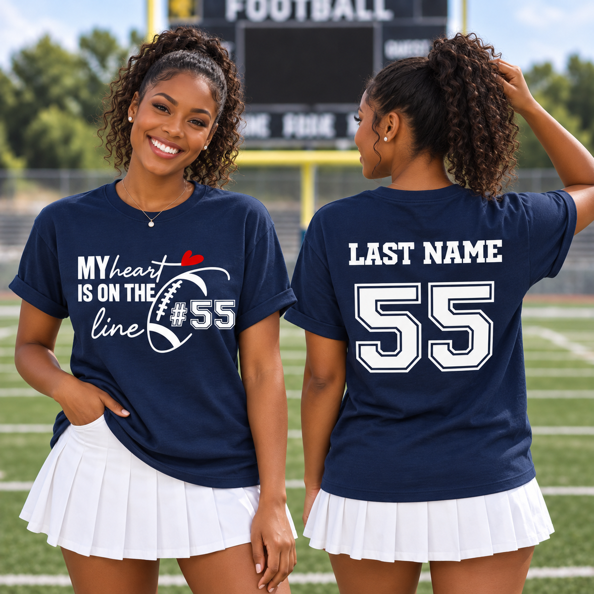 My Heart Is on the Line Custom Football Tee