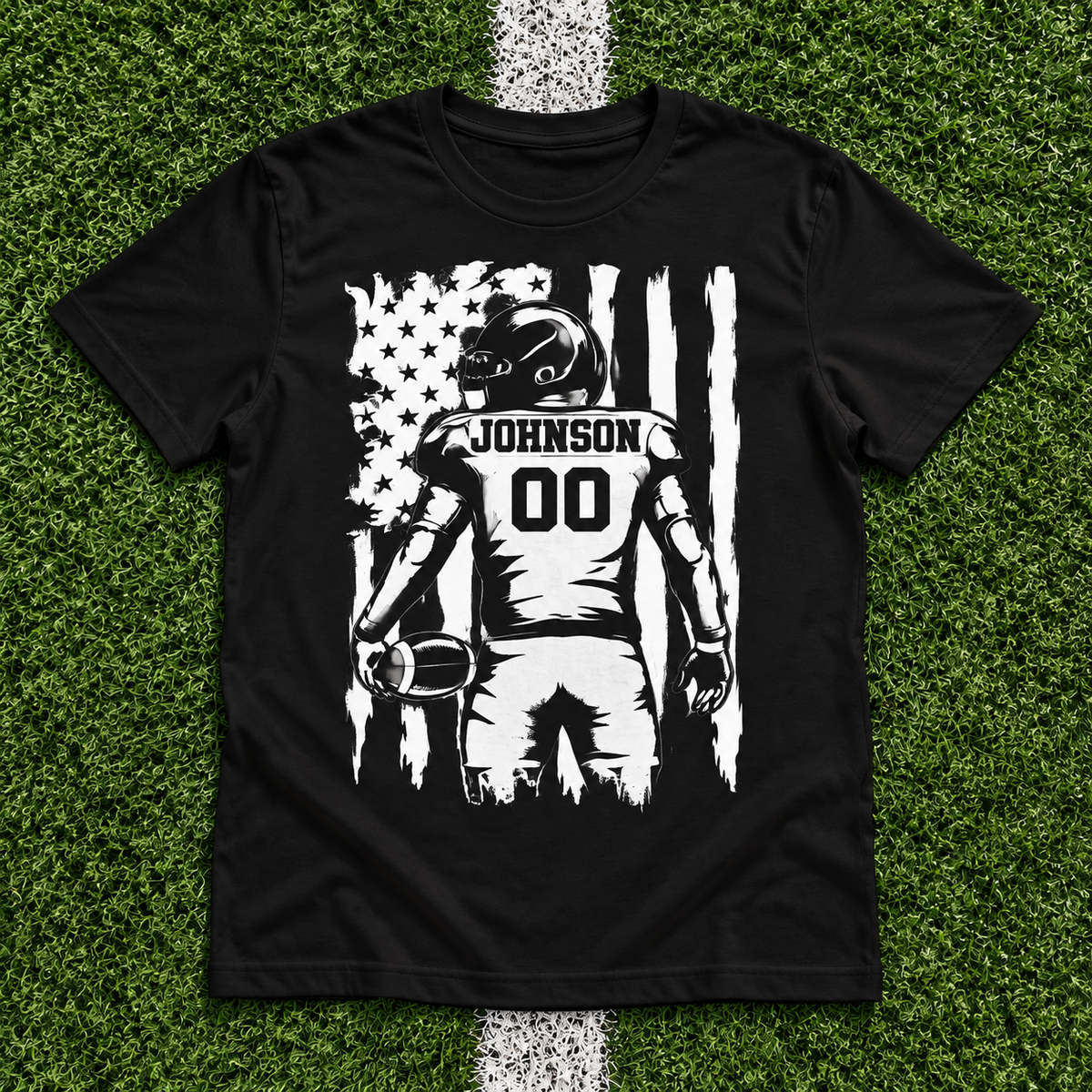 Custom Football Player Name American Flag Shirt