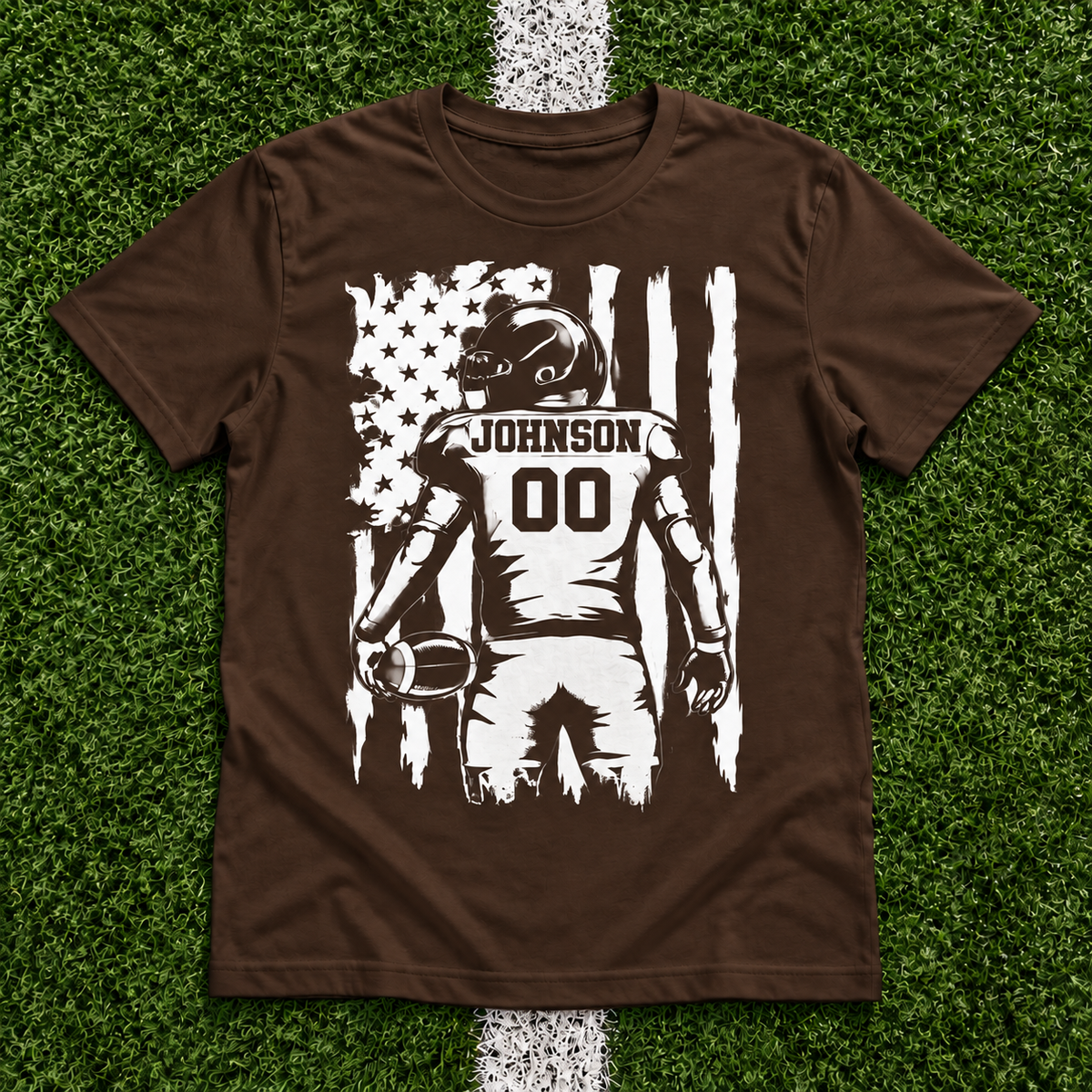 Custom Football Player Name American Flag Shirt